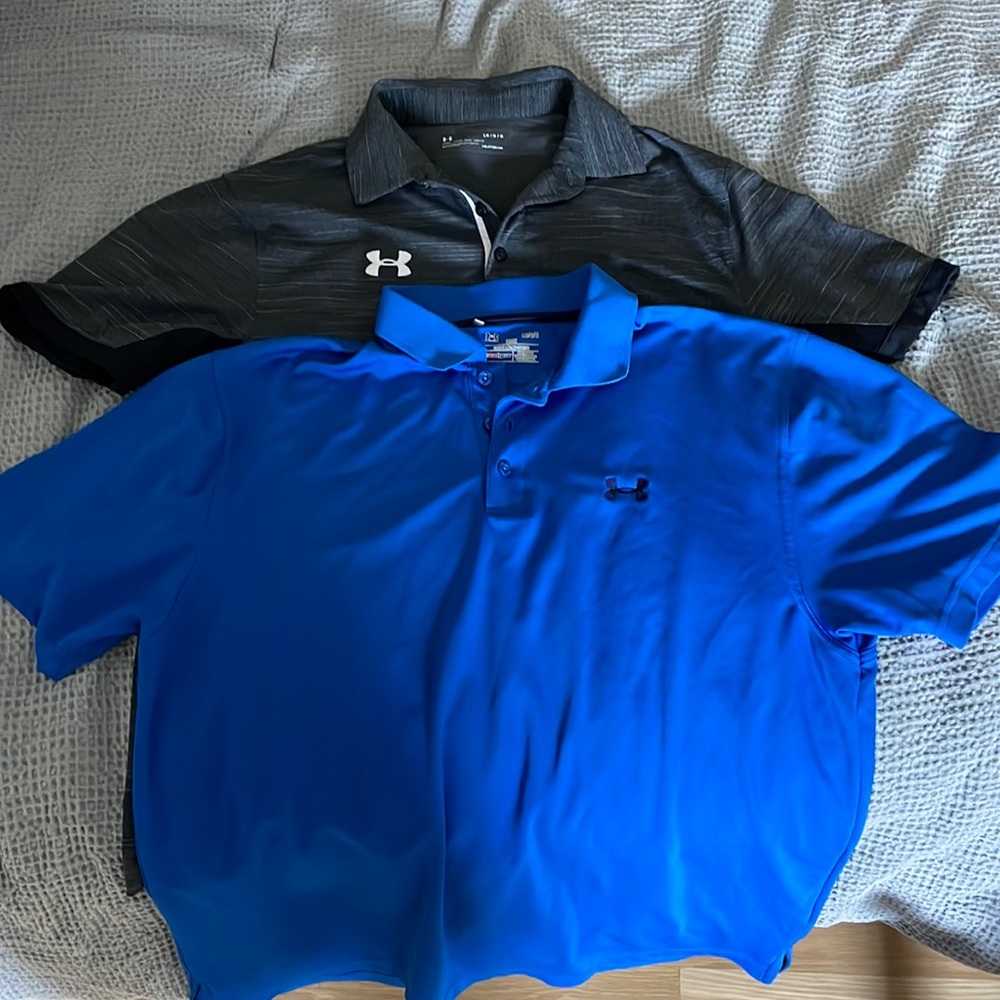 2 Under Armour polo shirts. Lightly worn. Like new